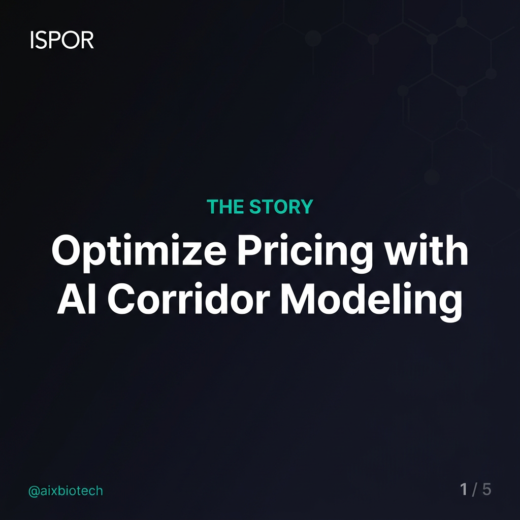Dark cinematic 16:9 banner with electric blue price corridor data visualisation and teal accents representing AI-driven pharma pricing strategy