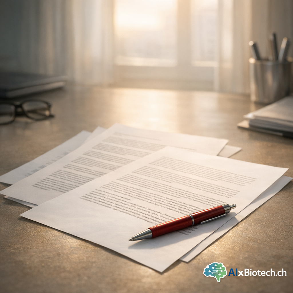 Coffee beside paper contracts and a red pen on a desk